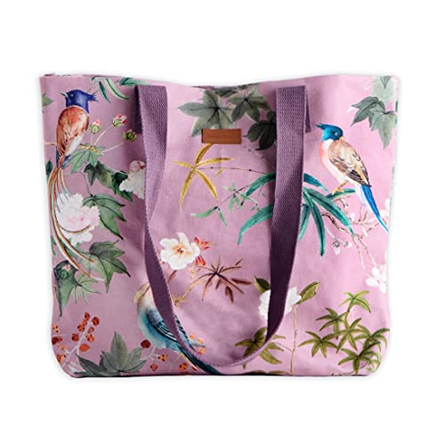 Maison d' Hermine 100% Cotton Canvas Tote Shoulder Shopping Bag For Work Beach Travel Shopping Perfect for Women Girls, Hokuzai - Violet, 17.7" x 4"x 14.5"