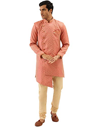 Manyavar Men's Silk Blend Regular Semi Indo Patiala Set (SMID0006_GAJARI_M)