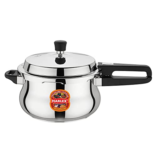 Marlex Romantica Belly Outer Lid Stainless Steel Pressure Cooker, Silver Size 5.5 Liters