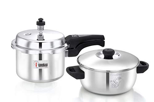 Murugan Induction Base Pressure Cooker 3 ltrs & Steel Hotpack 1500 ml Combo