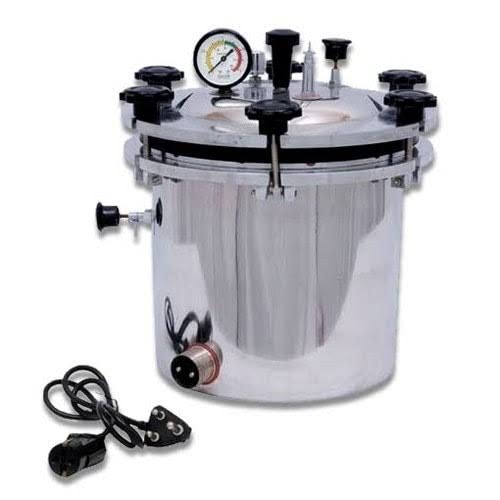 NAUDH Autoclave Stainless steel Pressure cooker type, Electric (Capacity and Size approx. 28 Ltrs, 12" Dia. X 15" H)