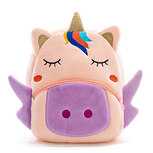 NICE CHOICE Cute Toddler Backpack Toddler Bag Plush Animal Cartoon Mini Travel Bag for Baby Girl Boy 2-6 Years, Bb Unicorn, Large, Traveling