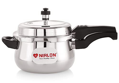 NIRLON Induction and Gas Stove Compatible Outer Lid Belly Triply Stainless Steel Pressure Cooker, 3 Liters