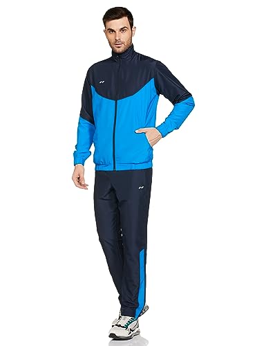 Nivia Colorblock Polyester Zipper Tracksuits for Men/Running & Sports Tracksuits/Full Sleeve Tracksuits-Blue(Small)