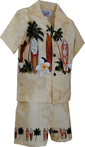 Pacific Legend Boys Plumeria Surfboard 2pc Set Beige 2T for 2yrs Old