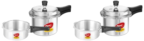 Pigeon By Stovekraft Favourite Aluminium Pressure Cooker Mini Combo with Outer Lid 2, 3 Litre Capacity for Healthy Cooking (Silver) (Pack of 2)