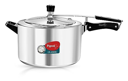 Pigeon by Stovekraft 8 Litre Classic Aluminium Inner Lid Non-Induction base Pressure Cooker (Silver) BIS Certified