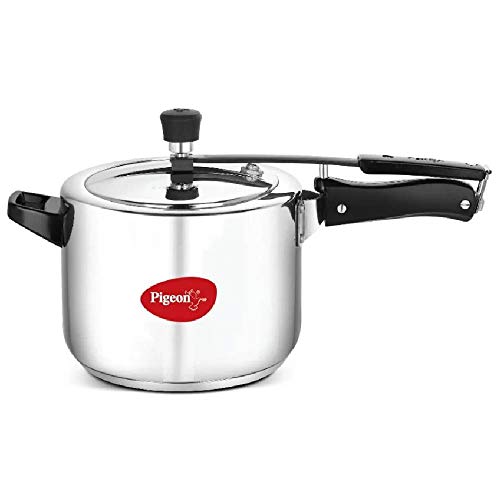 Pigeon by stovektraft Stainless Steel Pressure Cooker 5 Litre Inner Lid with Sandwich Bottom, Silver, Medium (19001101)