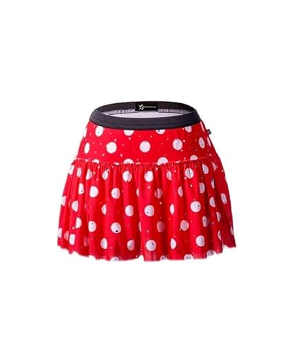 Polka Dot Sparkle Running Skirt Red With White Polka Dots Medium