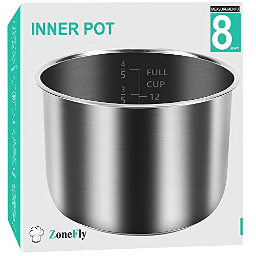 Power Cooker XL Replacement Inner Pot Stainless Steel Compatible with 8 Quart Power Pressure Cooker PPC770 PPC771 PPC770-1 PRO PCXL-PRO6 and WAL1 WAL2 Stainless Steel Inner Cooking Pot Parts - 8 QT