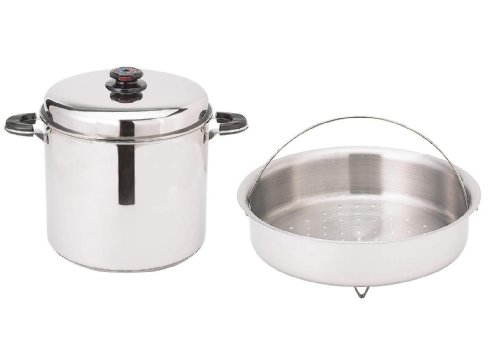 Precise Heat 24-Quart "Waterless" Stockpot with Deep Steamer Basket