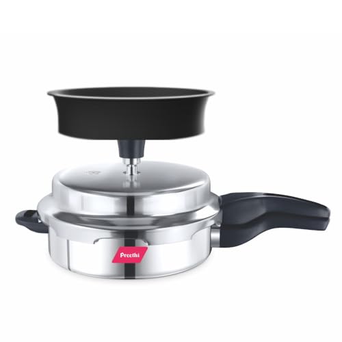 Preethi Stainless Steel Outer Lid 3 Litre Pressure Cooker with Spill Splash Shield For Zero Spill and Zero Splash (Induction Base)