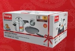 Prestige Aluminium Induction Starter Pack (Deluxe Plus Cooker 5 litres + Omega Deluxe Omni Non-Stick Tawa 280Mm) Silver, 5 Liter