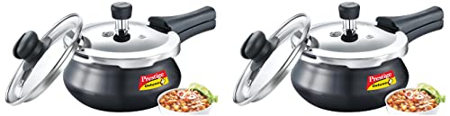 Prestige Deluxe Duo Plus Induction Base Aluminium Pressure Cooker, 1.5 litres, Black & Deluxe Duo Plus Induction Base Aluminium Pressure Cooker (2 litres, Black) Combo