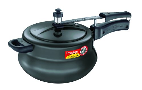 Prestige Nakshatra Plus Hard Anodised Aluminium Pressure Handi, 5 Litres, Black, 5 Liter