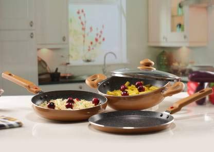 Prestige Omega Festival Pack - Build Your Kitchen Set Induction Bottom Cookware Set (Aluminium, 3 - Piece)
