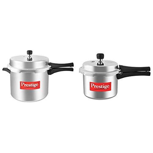 Prestige Popular Aluminium Pressure Cooker, 10 Litres, Silver And Popular Aluminium Pressure Cooker, 3 Litres, Silver Combo, 3 Liter