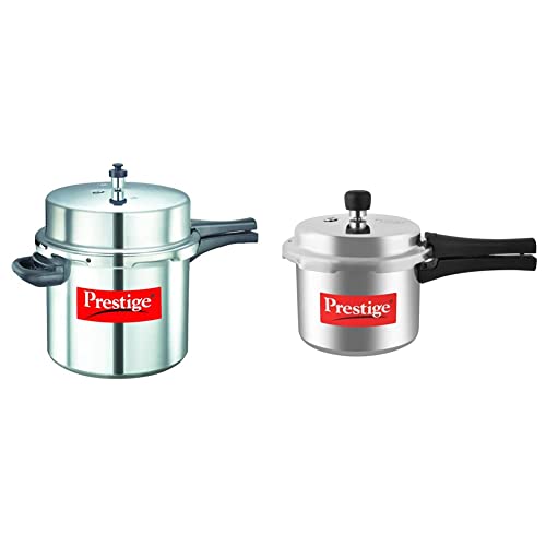 Prestige Popular Aluminium Pressure Cooker, 12 Litres, Silver And Popular Aluminium Pressure Cooker, 3 Litres, Silver Combo, 3 Liter