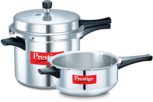 Prestige Popular Outer Lid Pressure Cooker - Combi Pack 10 + 3.5 L (Aluminium, Silver), 10 Liter