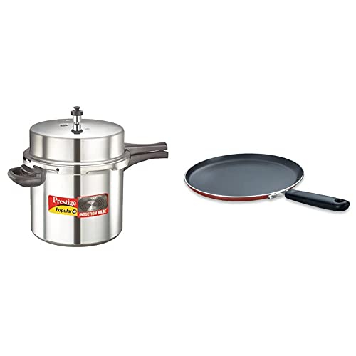 Prestige Popular Plus Induction Base Pressure Cooker, 12 Litres + Prestige Omega Deluxe Omni Tawa 250 COMBO