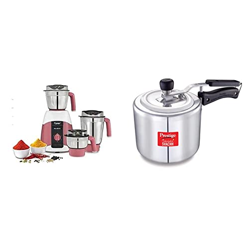 Prestige Stylo 550 V2 Mixer Grinder + Prestige Nakshatra Plus Svachh 3 Litre Aluminium Straight Wall Inner Lid Pressure Cooker Combo