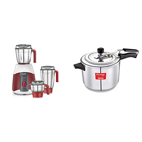 Prestige Stylo V2 750 Watts with 3 Jars + Prestige Nakshatra Plus Svachh 5 litre Aluminium Straight wall Inner Lid Pressure Cooker COMBO