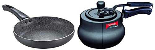 Prestige Svachh, 10759, 2 L, Hard Anodised Aluminium Inner Lid Handi, with Deep Lid for Spillage Control & Prestige Aluminium Omega Deluxe Granite Fry Pan, 24 cm