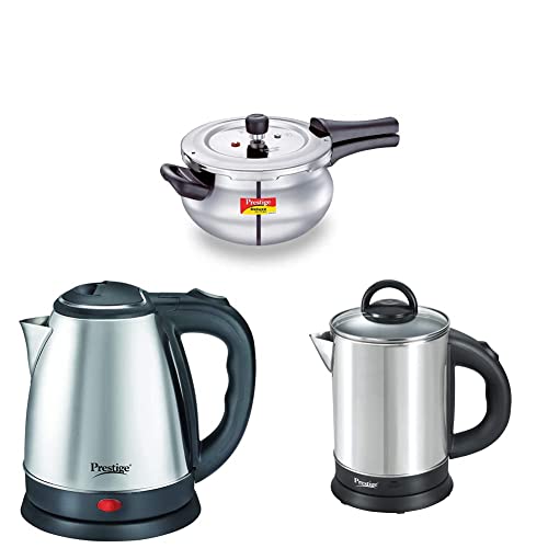 Prestige Svachh, 20268, 4 L, Alpha Junior Handi, with deep lid for Spillage Control + Prestige Electric Kettle PKOSS - 1500watts, Steel (1.5Ltr), Black COMBO