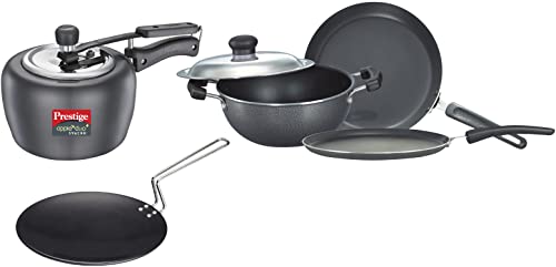 Prestige Svachh, 3 L, Apple Duo Hard Anodised&Prestige Hard Anodised Plus Cookware Induction Base Roti Tawa, 22.5cm&Prestige Omega Select Plus Residue Free Non-Stick, 3-Pieces