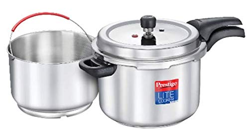 Prestige Svachh Lite Stainless steel Pressure Cooker, with stain less steel Starch filter, 6.5 Ltr