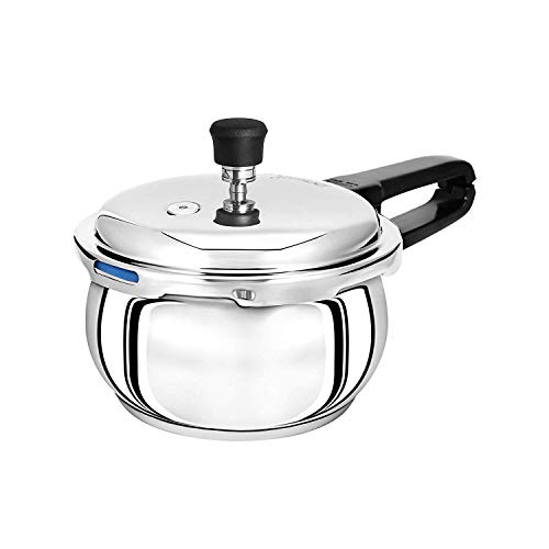 Pristine 18/8 Stainless Steel Tri Ply Induction Base Outer Lid Handi Pressure Cooker with Tadka Pan- 280ml(5.5 litres, Silver) ISI Marked