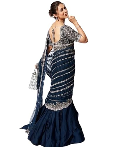 RANGOLI ART Womens And Girls Blooming Vichitra Silk Fabric Lehenga Saree With Embroidery Work And Stiched Blouse bollywood