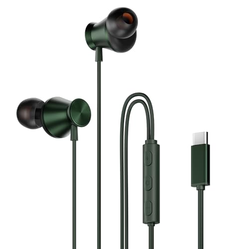 (Refurbished) HAMMER Nova in Ear C Type Earphones Wired with Mic,13mm Driver, in-line Control, Metallic Built, Powerful Bass, Comfortable & Lightweight (Green)