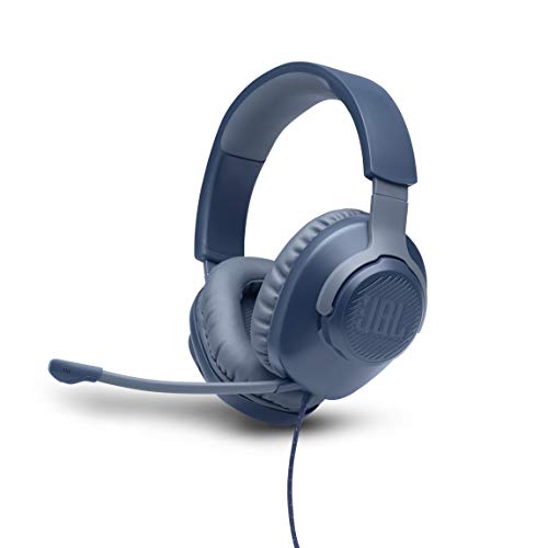 (Refurbished) JBL Quantum 100 Wired Over the Ear Headset with Mic (Blue)