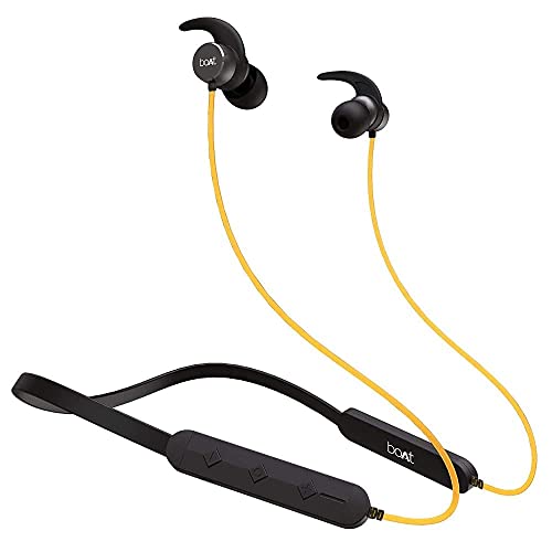 (Refurbished) boAt Rockerz 255 Pro in-Ear Bluetooth Neckband Earphone with Mic(Blazing Yellow)