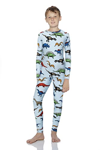 Rocky Thermal Underwear for Boys (Thermal Long Johns Set) Shirt & Pants, Base Layer w/Leggings/Bottoms Ski/Extreme Cold (Dinosaur - X-Large)