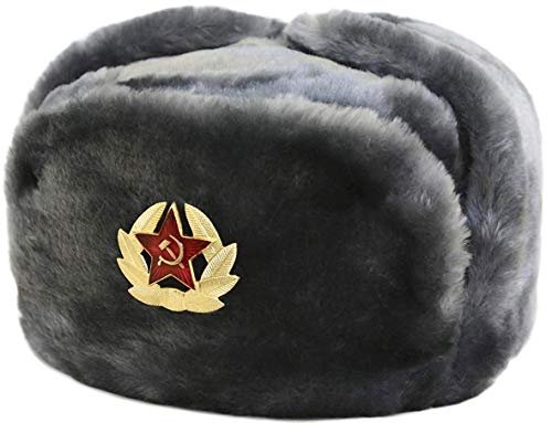 RussianOrnaments Hat Russian Soviet Army Air Force Fur Military Ushanka GR (Size XL)