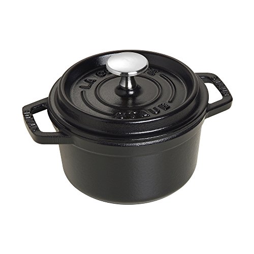 STAUB Cast Iron Round Cocotte, 0.75-quart, Black Matte