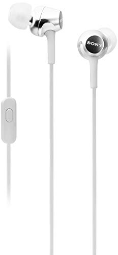 Sony MDR-EX15AP Wired in-Ear Headphones with Tangle Free Cable, 3.5mm Jack, Headset with Mic for Phone Calls and 1 Year Warranty - (White)
