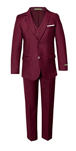 Spring Notion Boys' Slim Fit Burgundy Suit 3-Piece Set 14