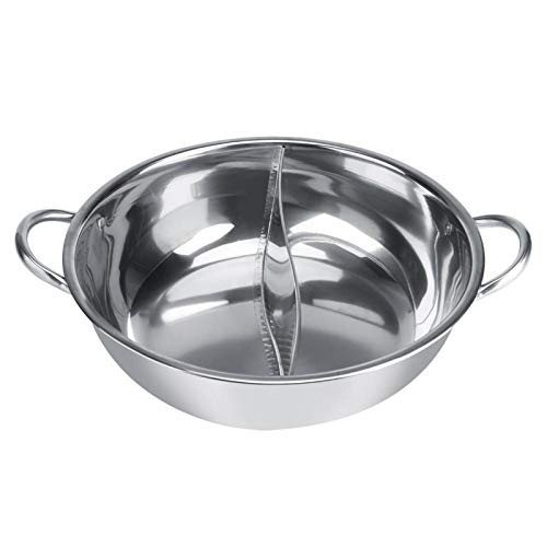 Stainless Steel Hot Pot, Two Flavor Hot Pot, Smooth Thicken Portable Double Flavor for Induction Cooker Kitchen(30cm)