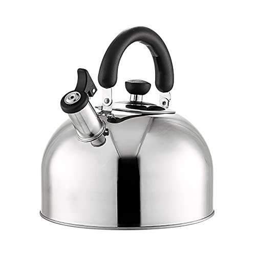 Stainless Steel Whistling Tea Kettle, Traditional Stovetop Teapot, Gas Electric Induction Hob Anti-Hot Handle Tea Kettle, with Cool Touch Handles