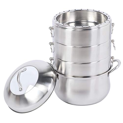 Stock Pot, 4 Layer Food Steamer, Fast Heating Compartment Design Multipurpose Dumpling Gas Stove for Steaming Rice Electric Stove Induction Cooker Meat