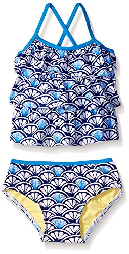 Tommy Bahama Girls' Infant Two Piece Shell Ruffle Tankini, Blue, 24M