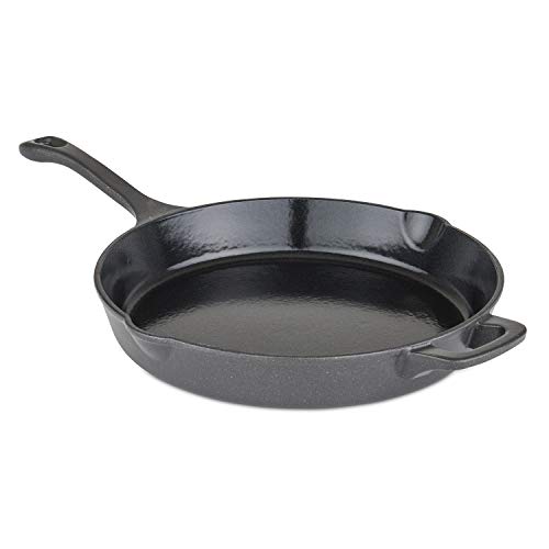 Viking 40351-1112 12" Enamel Cast Iron Round Fry Pan with Helper Handle, Small, Charcoal