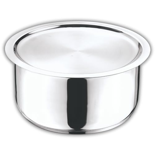 Vinod 304 Grade Stainless Steel Tope with Lid - 5.3 Litre, 24 cm | Patila/Bhagona Boiling Tope for Kitchen | Multipurpose Steel | Induction & Gas Base | 2 Year Warranty