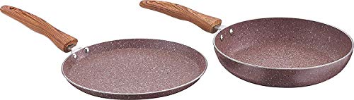 Vinod BETA MAX Non stick Induction Friendly Aluminium Frypan & Tawa set, 2 Pieces, Brown