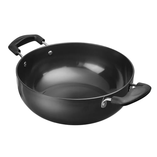 Vinod Black Pearl Hard Anodised Non Stick Deep Kadhai - 4.1 LTR, 26 cm | 3.25mm Thickness | kadai for Cooking | Metal Spoon Friendly | 2 Year Warranty | Toxin Free - Black