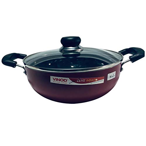 Vinod Deep Nonstick Kadai with Lid 2.6 LTR red