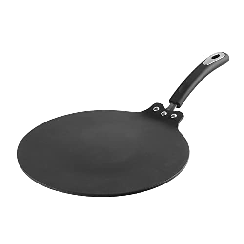 Vinod Hanos Non-Stick Flat Multi Tawa 32.5cm Diameter,Hard Anodised Non-Stick Coating with Bakelite Handle,5.25mm Thickness,Black (Induction Friendly)